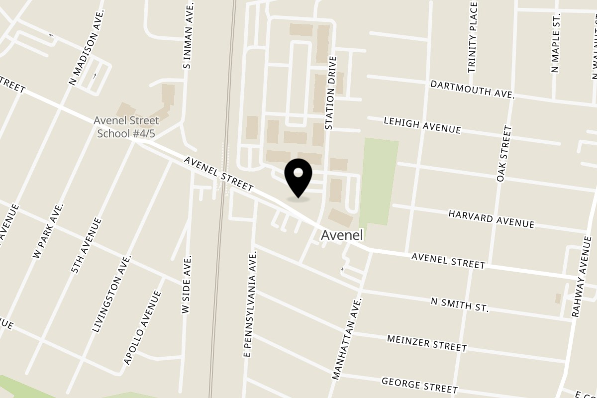 Map showing the location of Caroline's Tavern on 150 Avenel St in Avenel